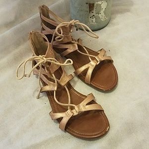 Maurices Rose Gold Gladiator Sandals
